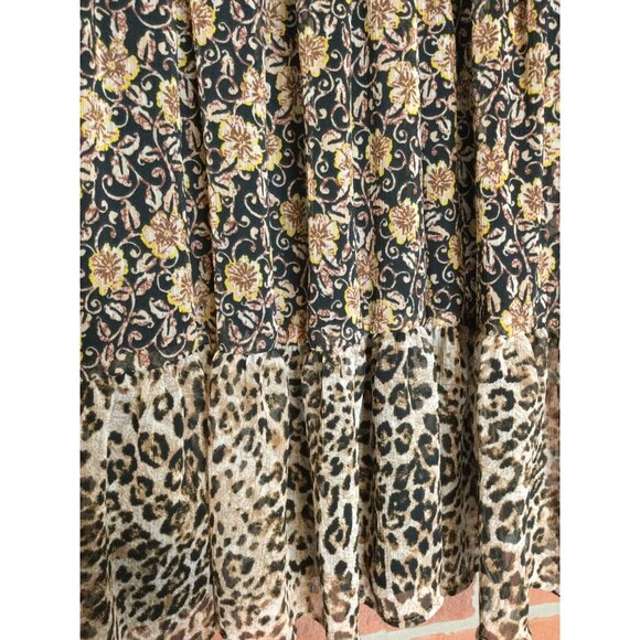 NWT Zara Floral Print Smocked Ruffle Boho Mini Dress Cuffed Sleeves Size M - Picture 4 of 8